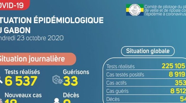 Coronavirus au Gabon : point journalier du 23 octobre 2020