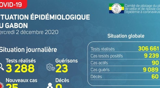 Coronavirus au Gabon : point journalier du 2 décembre 2020