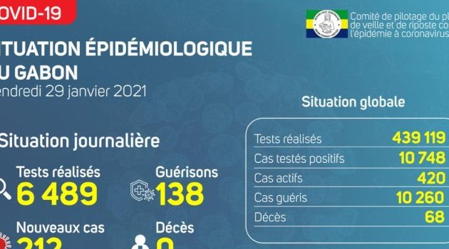 Coronavirus au Gabon : point journalier du 29 janvier 2021