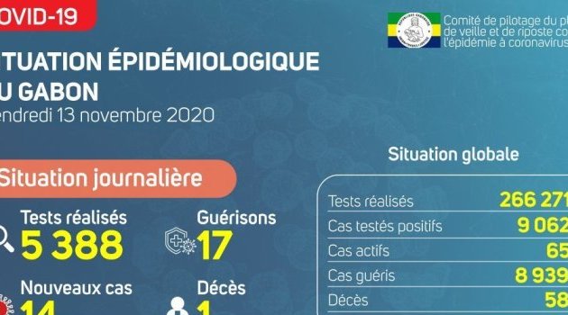 Coronavirus au Gabon : point journalier du 13 novembre 2020